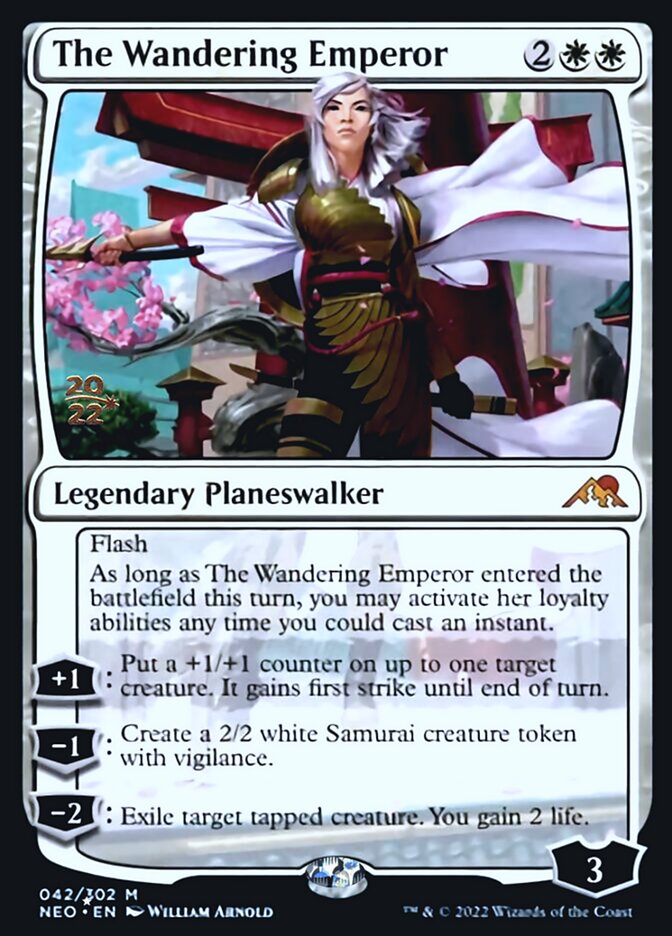 {R} The Wandering Emperor [Kamigawa: Neon Dynasty Prerelease Promos][PR NEO 042]