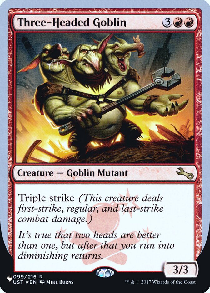 {R} Three-Headed Goblin (Unfinity Foil Edition) [The List][UST 031]