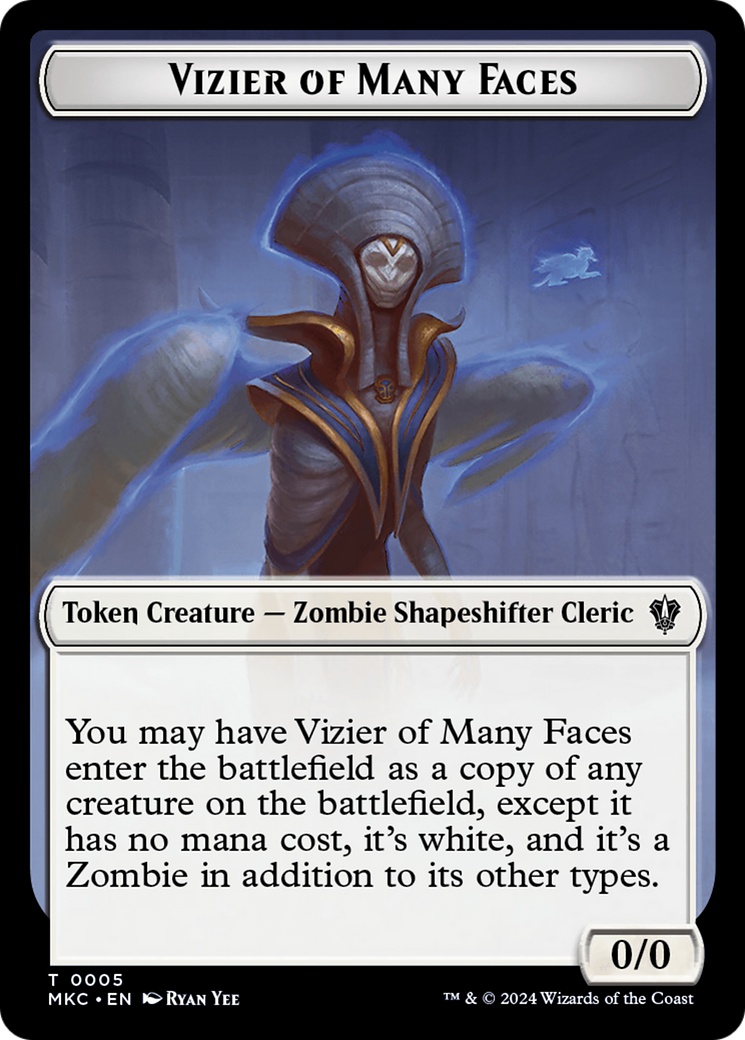 {T} Vizier of Many Faces // Zombie Double-Sided Token [Murders at Karlov Manor Commander Tokens][TMKC 5//11]