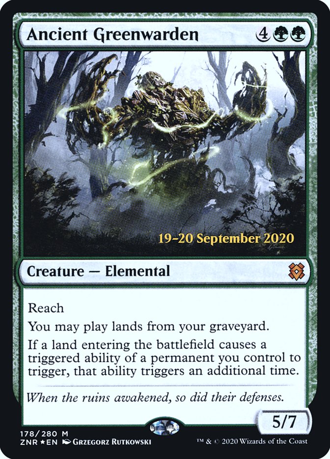 {R} Ancient Greenwarden [Zendikar Rising Prerelease Promos][PR ZNR 178]