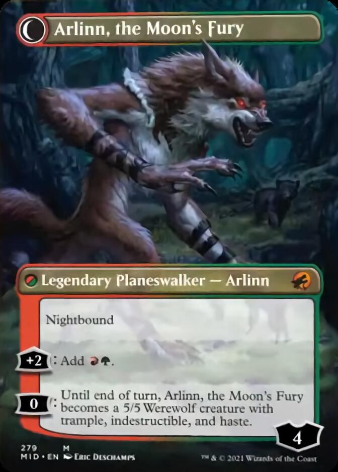 {R} Arlinn, the Pack's Hope // Arlinn, the Moon's Fury (Borderless) [Innistrad: Midnight Hunt][MID 279]