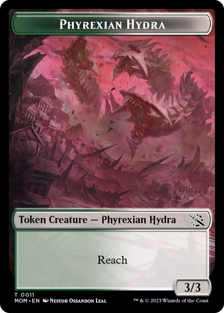 {T} Warrior // Phyrexian Hydra (11) Double-Sided Token [March of the Machine Tokens][TMOM 15//11]