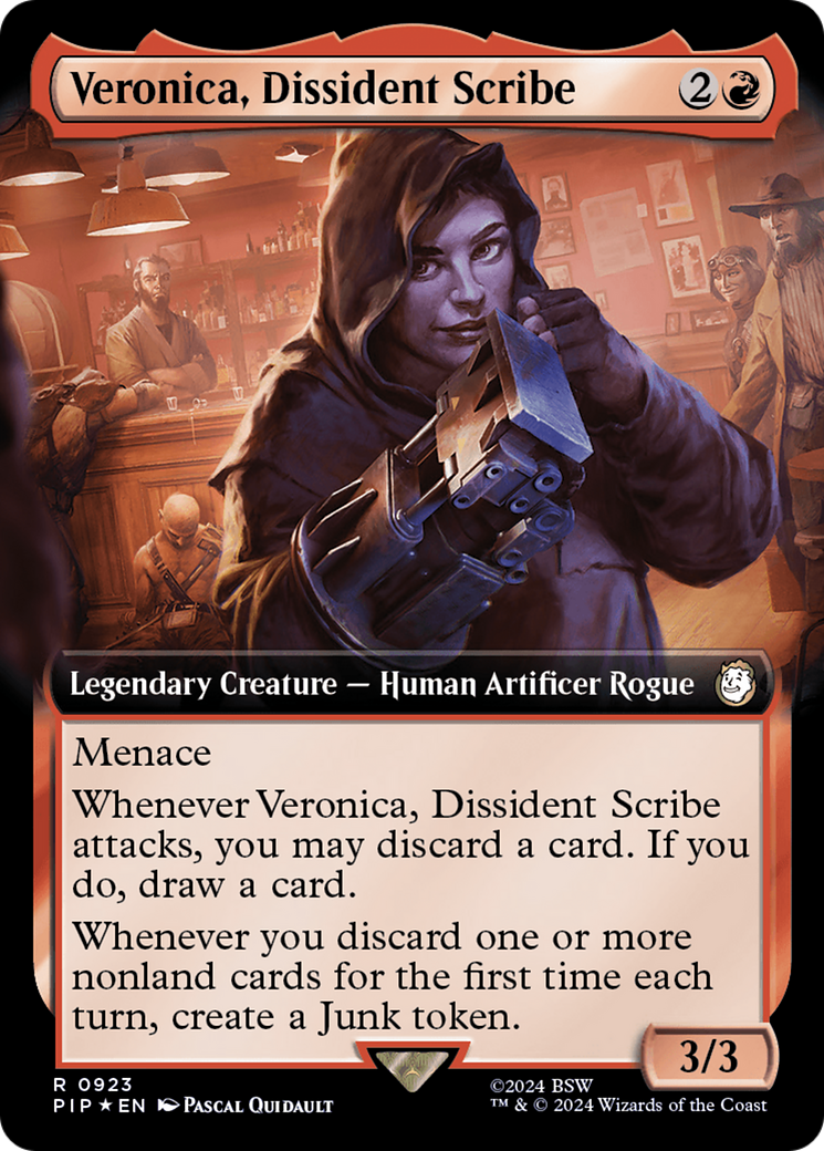 {R} Veronica, Dissident Scribe (Extended Art) (Surge Foil) [Fallout][PIP 923]