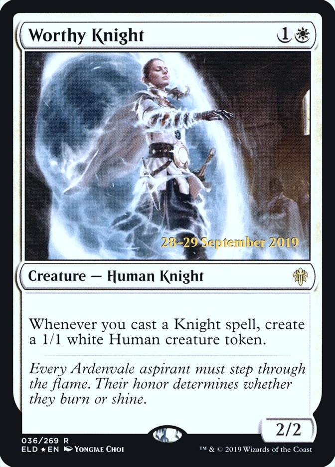 {R} Worthy Knight [Throne of Eldraine Prerelease Promos][PR ELD 036]