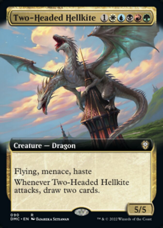 {R} Two-Headed Hellkite (Extended Art) [Dominaria United Commander][DMC 090]