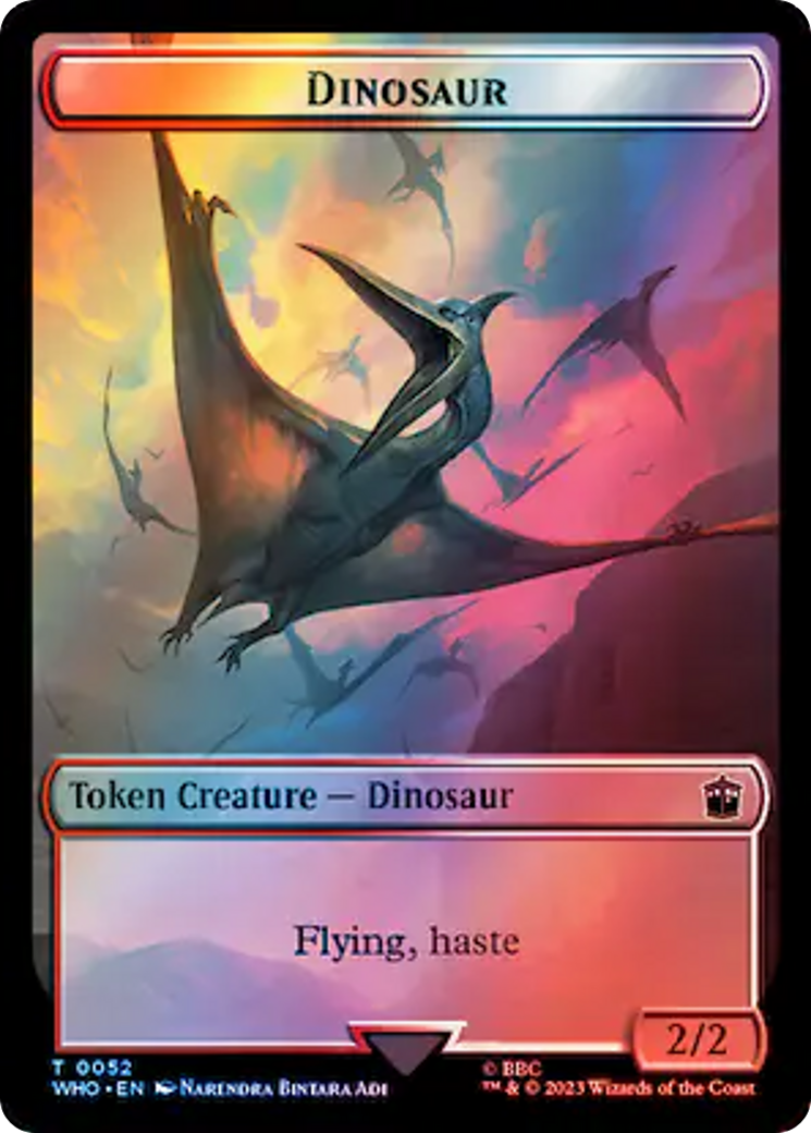 {T} Warrior // Dinosaur Double-Sided Token (Surge Foil) [Doctor Who Tokens][TWHO 41//52]