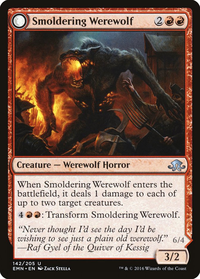 {C} Smoldering Werewolf // Erupting Dreadwolf [Eldritch Moon][EMN 142]