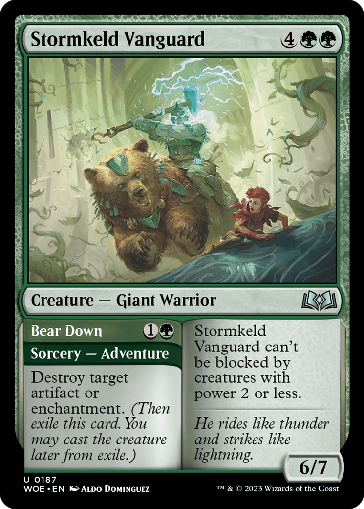 {@C} Stormkeld Vanguard // Bear Down [Wilds of Eldraine][WOE 187]