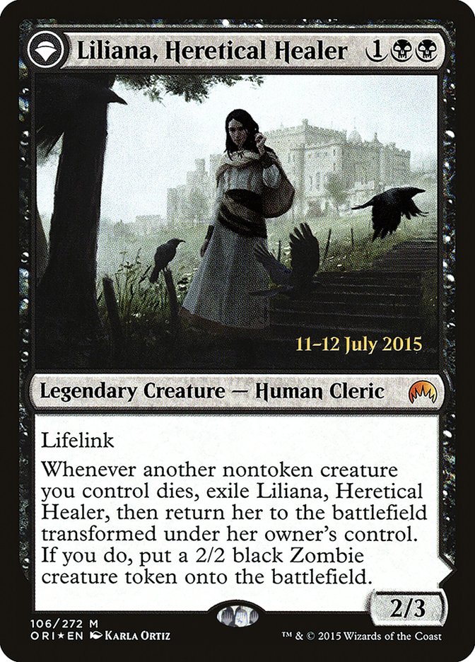 {R} Liliana, Heretical Healer // Liliana, Defiant Necromancer [Magic Origins Prerelease Promos][PR ORI 106]