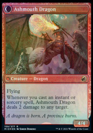 {R} Smoldering Egg // Ashmouth Dragon [Innistrad: Midnight Hunt Prerelease Promos][PR MID 159]