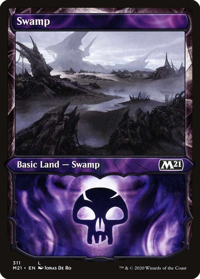 {B}[M21 311] Swamp (311) (Showcase) [Core Set 2021]