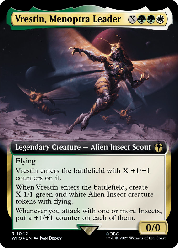 {R} Vrestin, Menoptra Leader (Extended Art) (Surge Foil) [Doctor Who][WHO 1042]