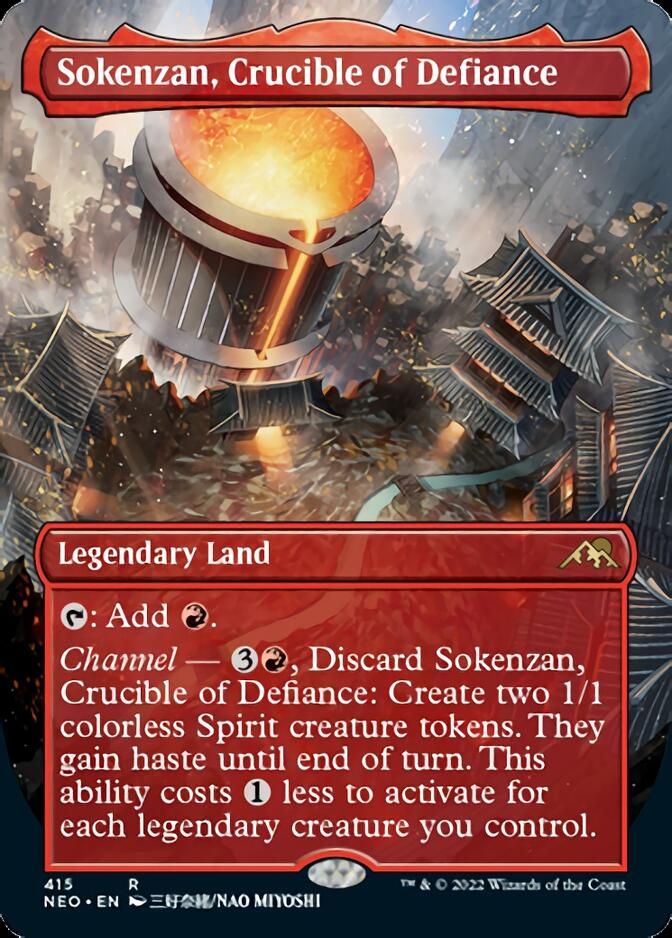 {R} Sokenzan, Crucible of Defiance (Borderless Alternate Art) [Kamigawa: Neon Dynasty][NEO 415]