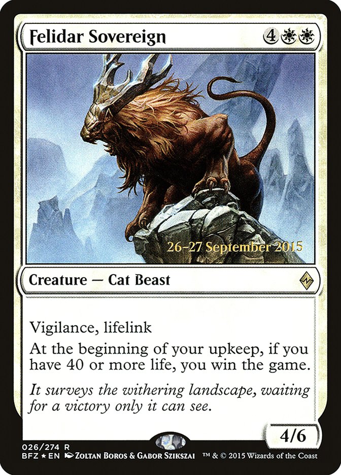 {R} Felidar Sovereign [Battle for Zendikar Prerelease Promos][PR BFZ 026]