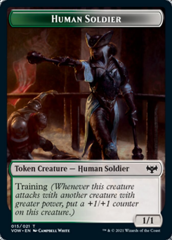 {T} Zombie (008) // Human Soldier Double-sided Token [Innistrad: Crimson Vow Tokens][TVOW 008]