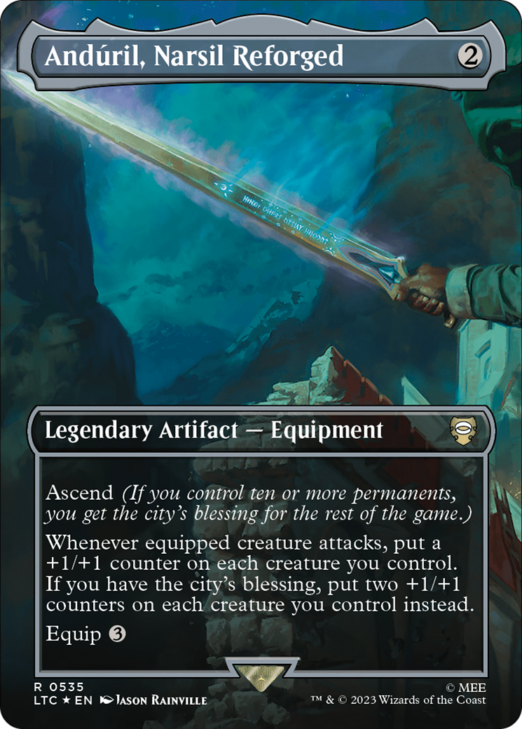 {R} Anduril, Narsil Reforged (Borderless) (Surge Foil) [The Lord of the Rings: Tales of Middle-Earth Commander][LTC 535]