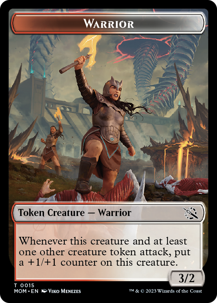 {T} Warrior // Dinosaur Double-Sided Token [March of the Machine Tokens][TMOM 15//7]