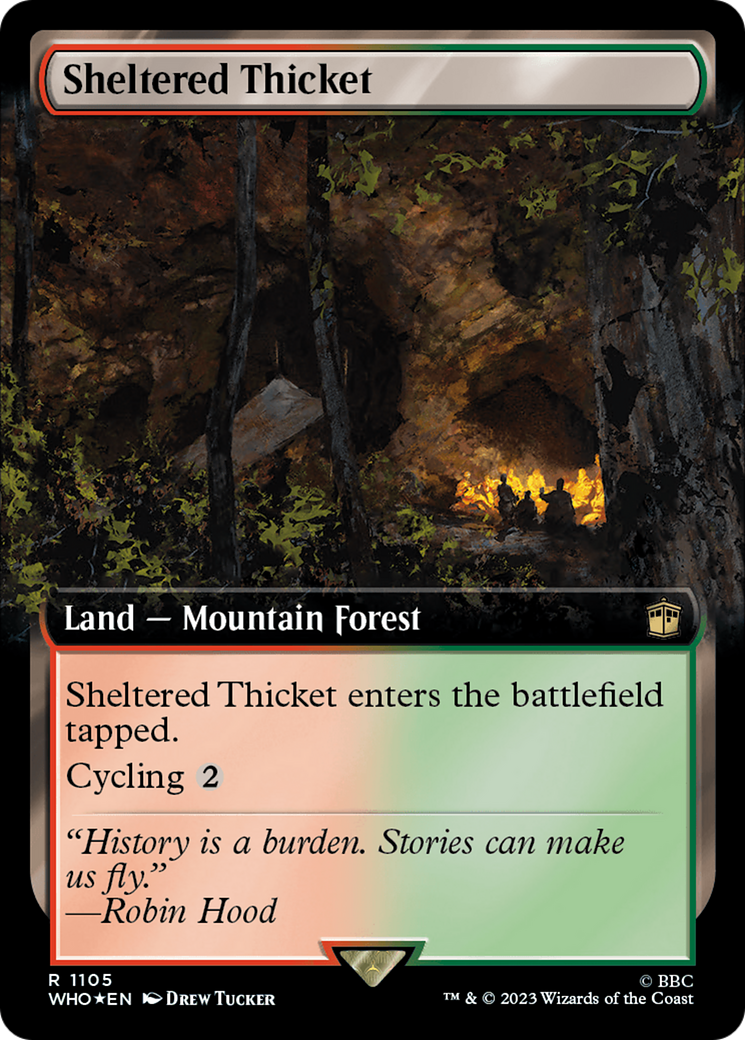 {R} Sheltered Thicket (Extended Art) (Surge Foil) [Doctor Who][WHO 1105]