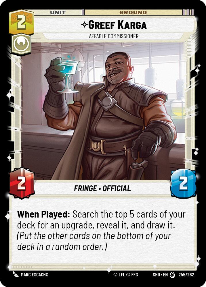 {SW-R} Greef Karga - Affable Commissioner (245/262) [Shadows of the Galaxy]