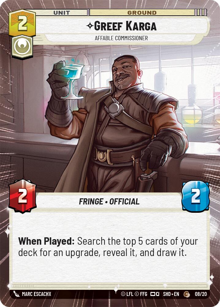 {SW-C} Greef Karga - Affable Commissioner (Hyperspace) (08/20) [Shadows of the Galaxy: Weekly Play]