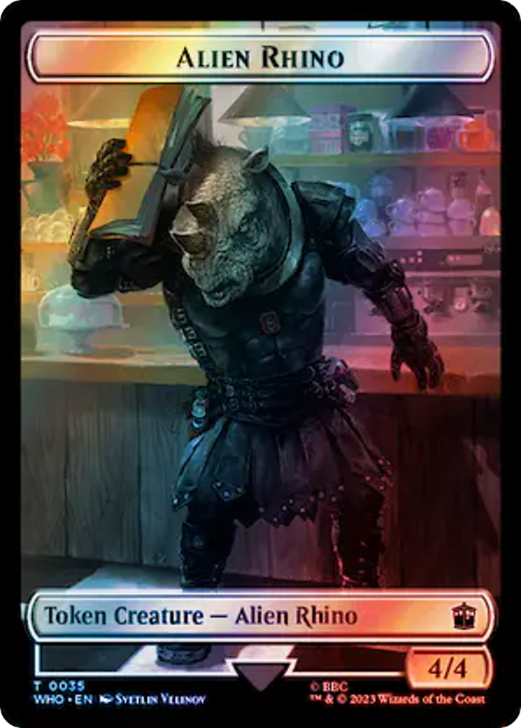 {T} Alien Rhino // Clue (0055) Double-Sided Token (Surge Foil) [Doctor Who Tokens][TWHO 35//55]