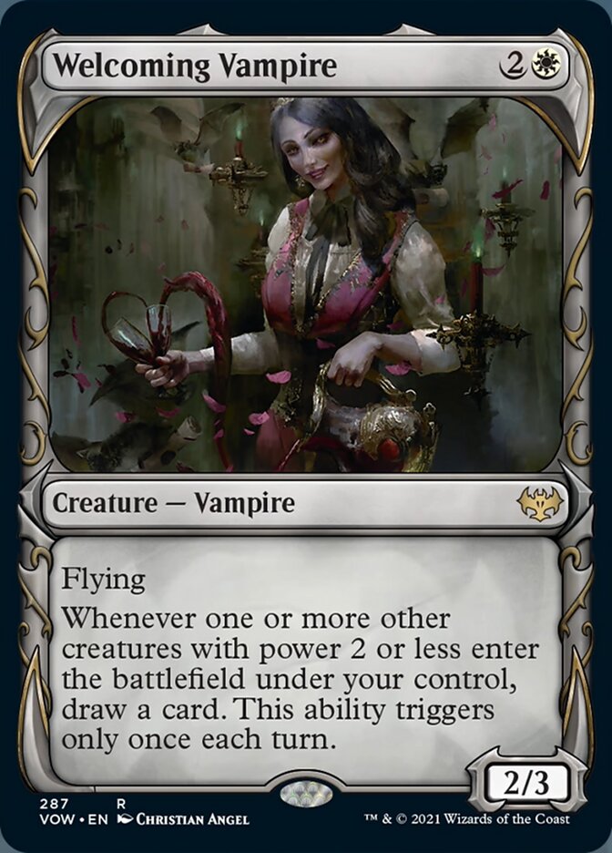 {R} Welcoming Vampire (Showcase Fang Frame) [Innistrad: Crimson Vow][VOW 287]