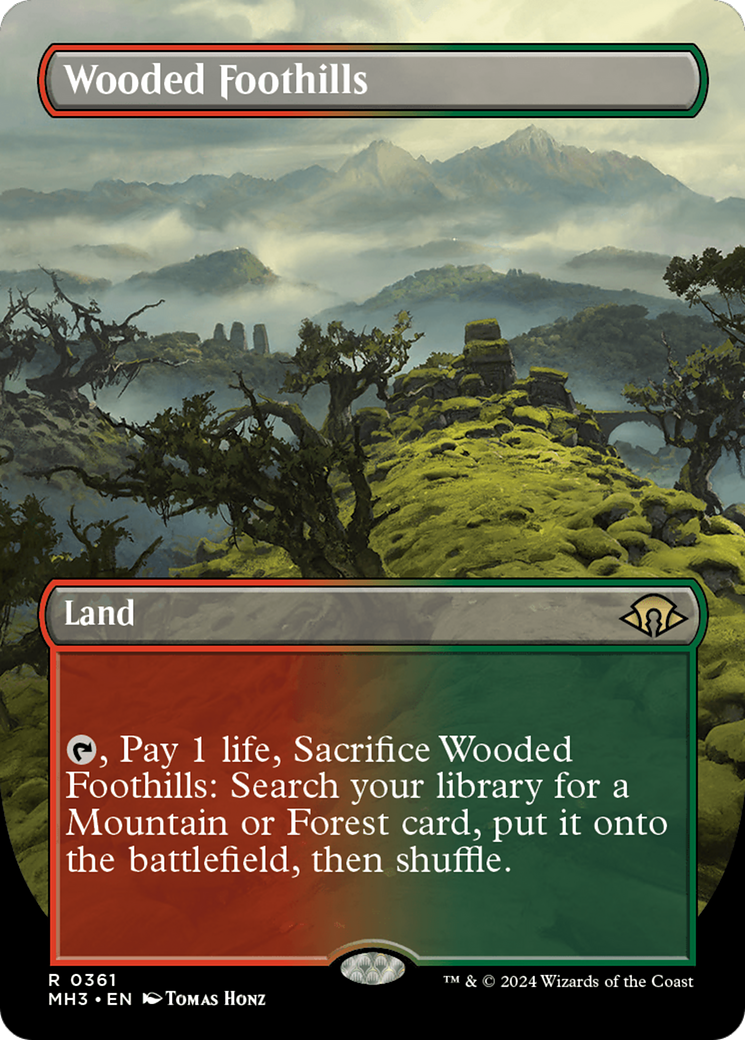 {R} Wooded Foothills (Borderless) [Modern Horizons 3][MH3 361]