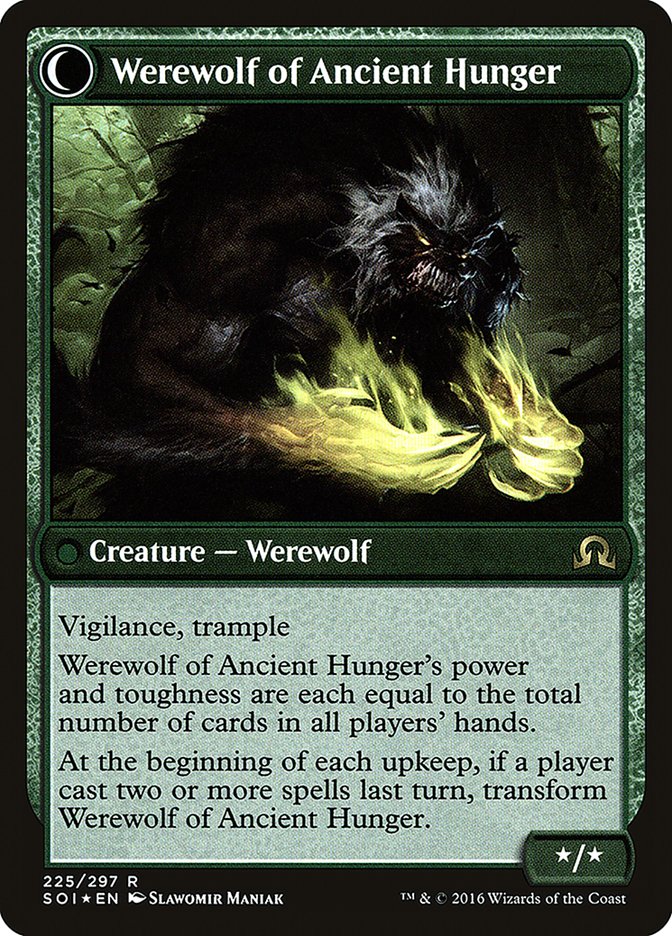 {R} Sage of Ancient Lore // Werewolf of Ancient Hunger [Shadows over Innistrad Prerelease Promos][PR SOI 225]