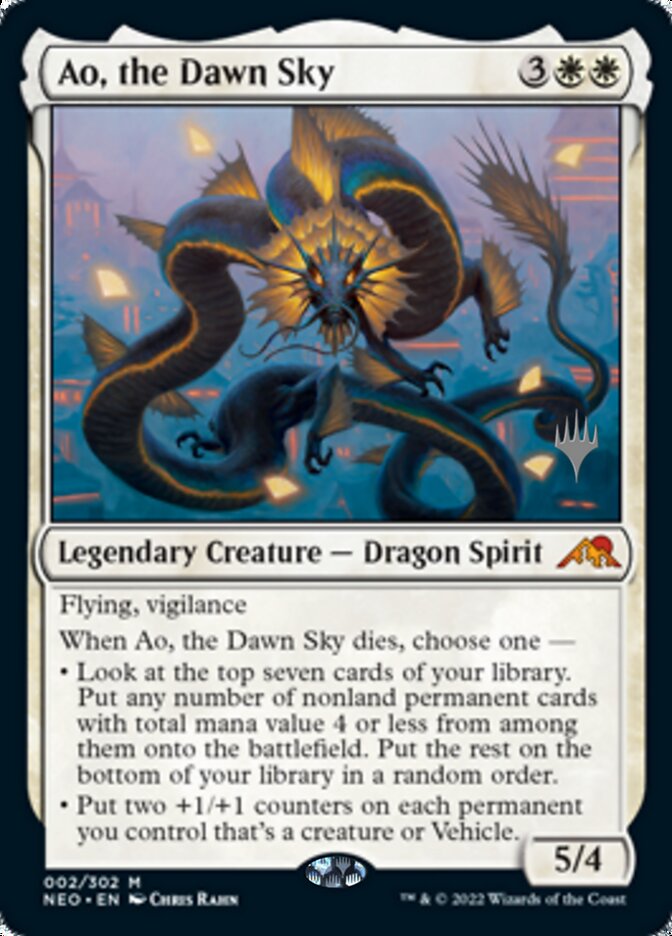 {R} Ao, the Dawn Sky (Promo Pack) [Kamigawa: Neon Dynasty Promos][PP NEO 002]