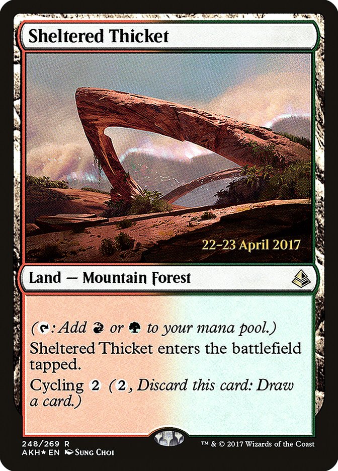 {R} Sheltered Thicket [Amonkhet Prerelease Promos][PR AKH 248]