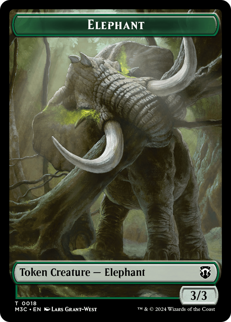 {T} Zombie (Ripple Foil) // Elephant Double-Sided Token [Modern Horizons 3 Commander Tokens][TMH3 21//18]