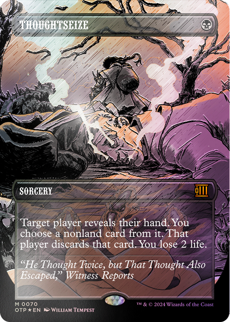 {R} Thoughtseize (Textured Foil) [Outlaws of Thunder Junction: Breaking News][OTP 070]