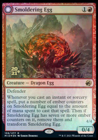 {R} Smoldering Egg // Ashmouth Dragon [Innistrad: Midnight Hunt Prerelease Promos][PR MID 159]