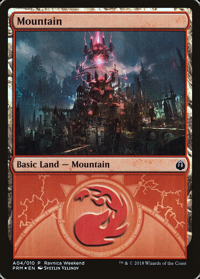 {B}[PA PRWK A04] Mountain (A04) [Ravnica Allegiance Ravnica Weekend]