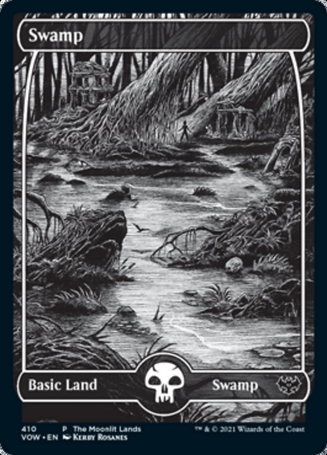 {B}[PA VOW 410] Swamp (The Moonlit Lands) (Foil Etched) [Innistrad: Crimson Vow Promos]