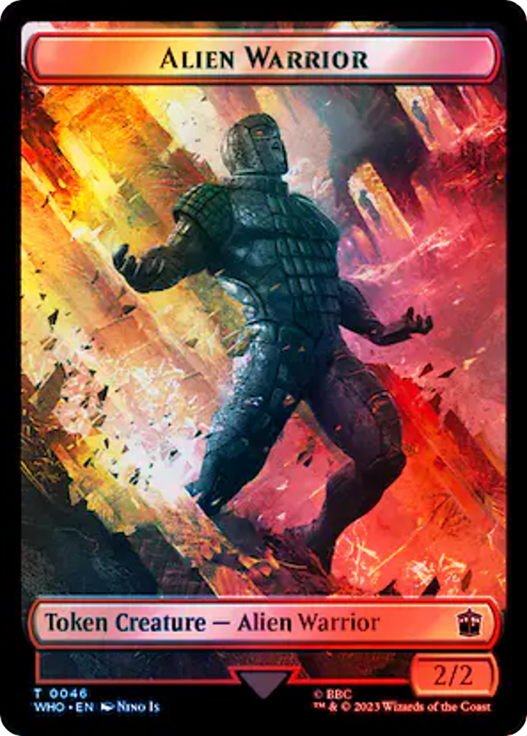 {T} Alien // Alien Warrior Double-Sided Token (Surge Foil) [Doctor Who Tokens][TWHO 34//46]