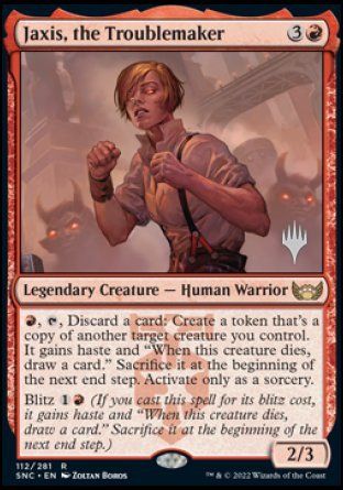 {R} Jaxis, the Troublemaker (Promo Pack) [Streets of New Capenna Promos][PP SNC 112]