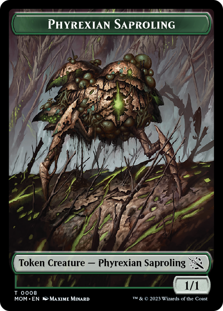 {T} Warrior // Phyrexian Saproling Double-Sided Token [March of the Machine Tokens][TMOM 15//8]