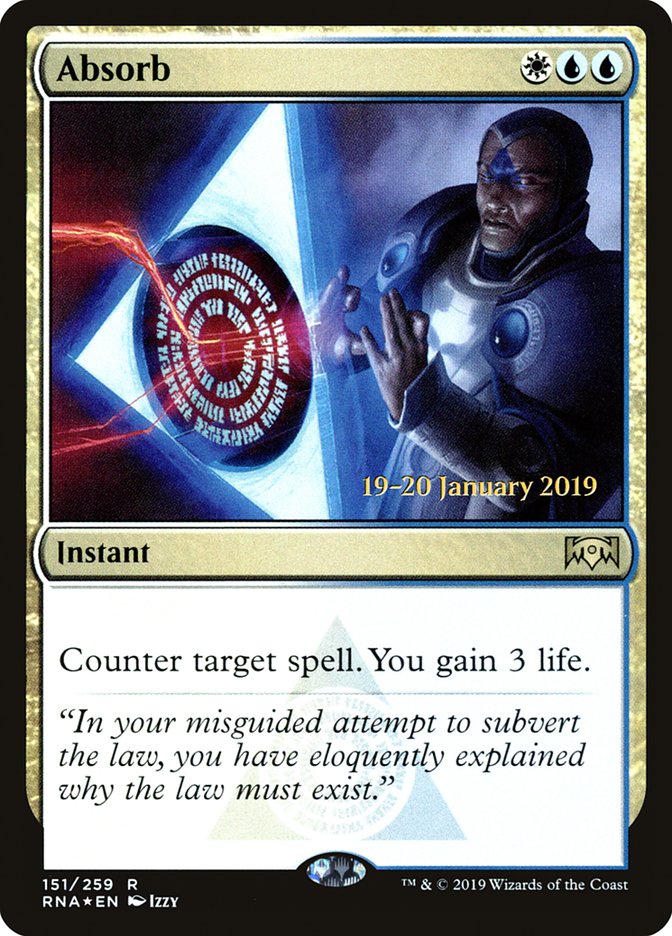 {R} Absorb [Ravnica Allegiance Prerelease Promos][PR RNA 151]