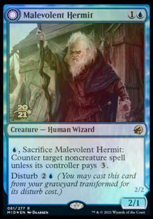 {R} Malevolent Hermit // Benevolent Geist [Innistrad: Midnight Hunt Prerelease Promos][PR MID 061]