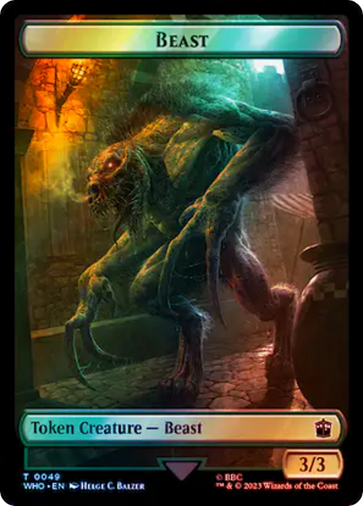 {T} Human Noble // Beast Double-Sided Token (Surge Foil) [Doctor Who Tokens][TWHO 39//49]