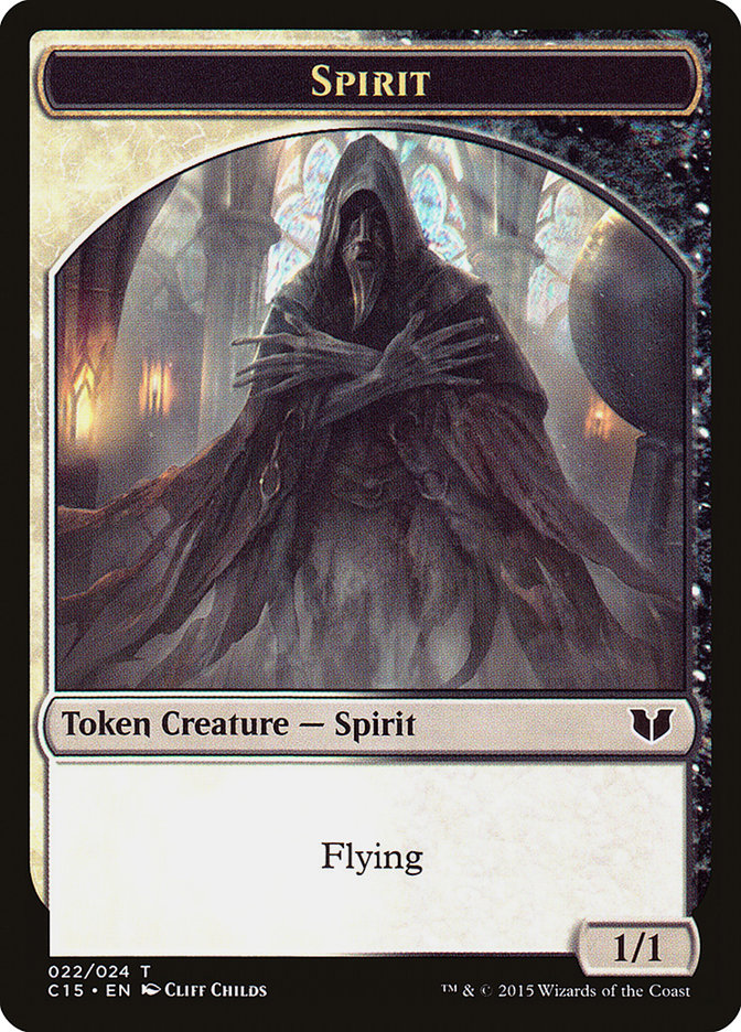 {T} Zombie // Spirit (022) Double-Sided Token [Commander 2015 Tokens][TC15 008]