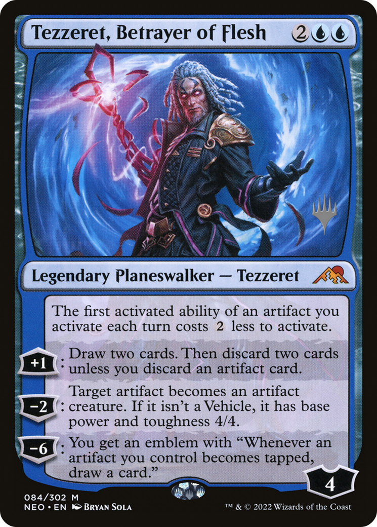 {R} Tezzeret, Betrayer of Flesh (Promo Pack) [Kamigawa: Neon Dynasty Promos][PP NEO 084]