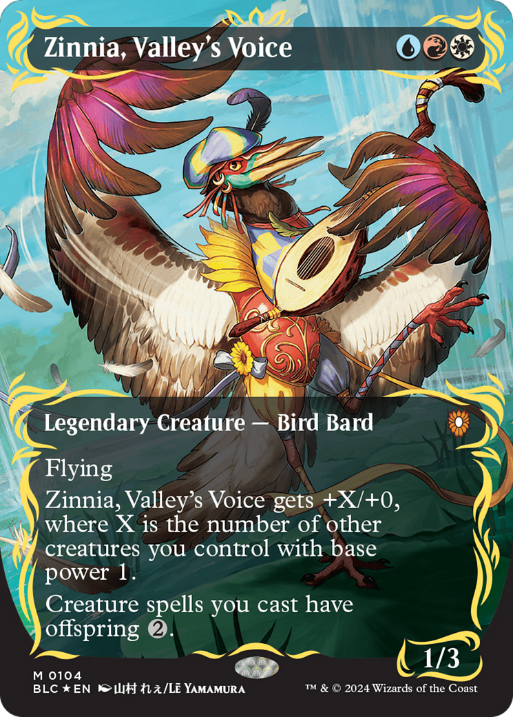 {R} Zinnia, Valley's Voice (Borderless) (Raised Foil) [Bloomburrow Commander][BLC 104]