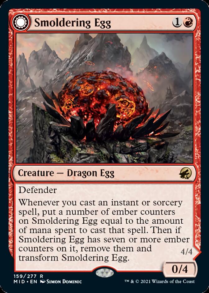 {R} Smoldering Egg // Ashmouth Dragon [Innistrad: Midnight Hunt][MID 159]