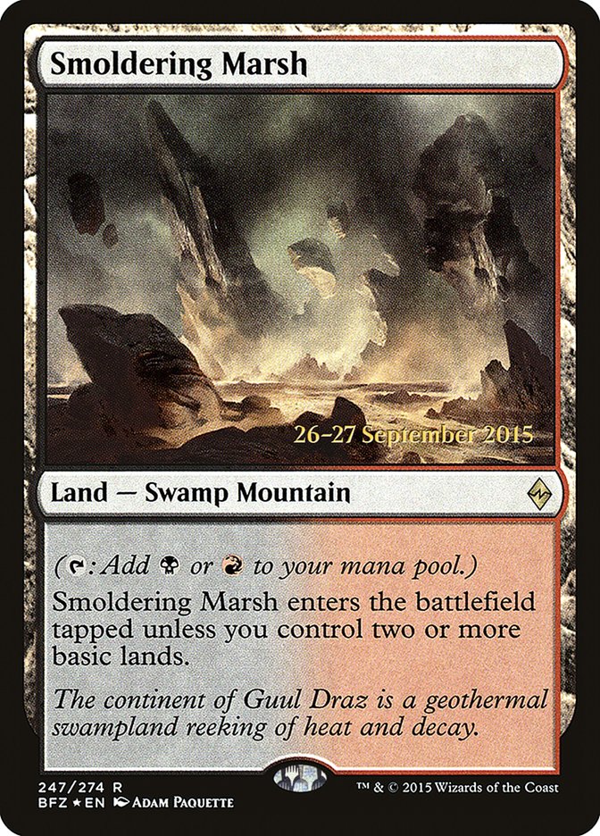 {R} Smoldering Marsh [Battle for Zendikar Prerelease Promos][PR BFZ 247]