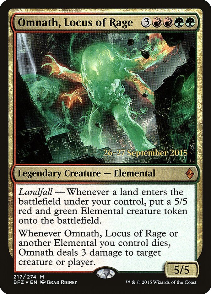 {R} Omnath, Locus of Rage [Battle for Zendikar Prerelease Promos][PR BFZ 217]