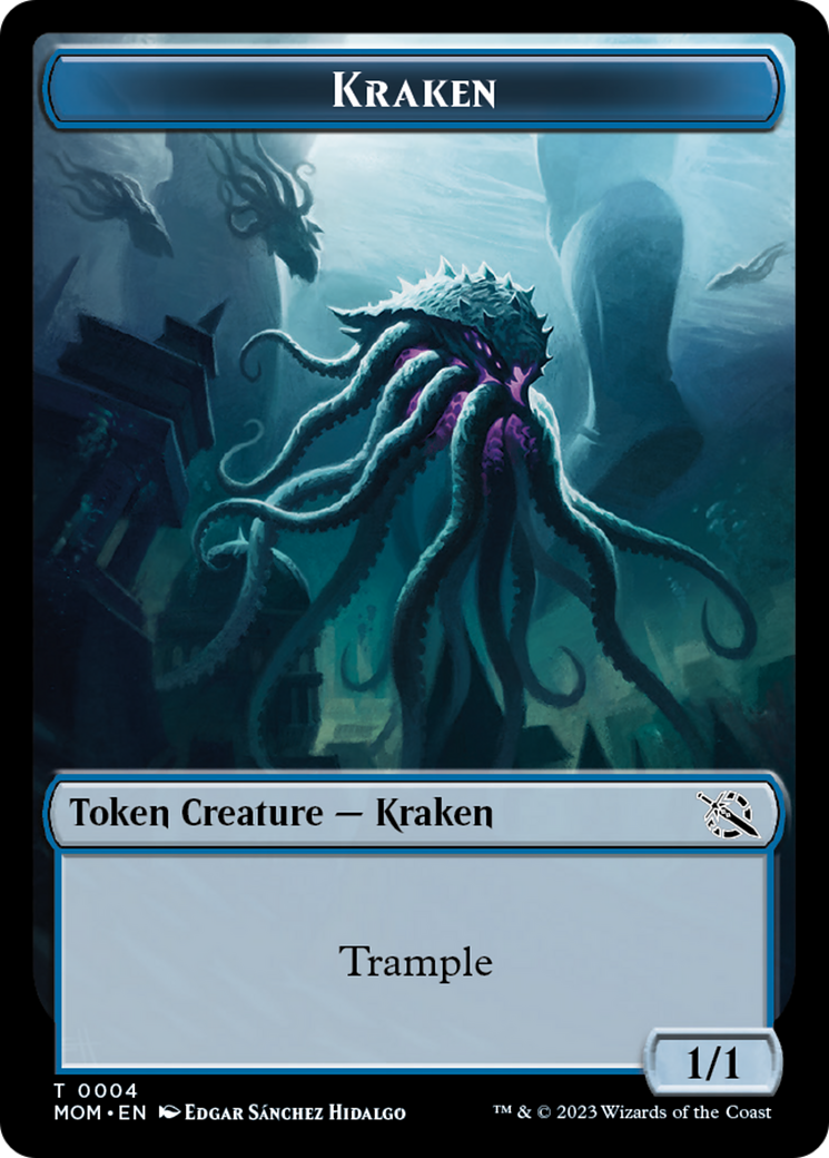 {T} Warrior // Kraken Double-Sided Token [March of the Machine Tokens][TMOM 15//4]