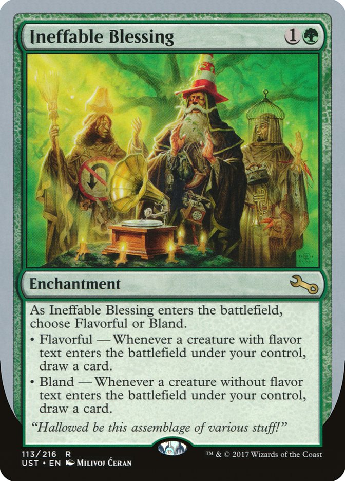 {R} Ineffable Blessing ("choose Flavorful or Bland") [Unstable][UST 113A]