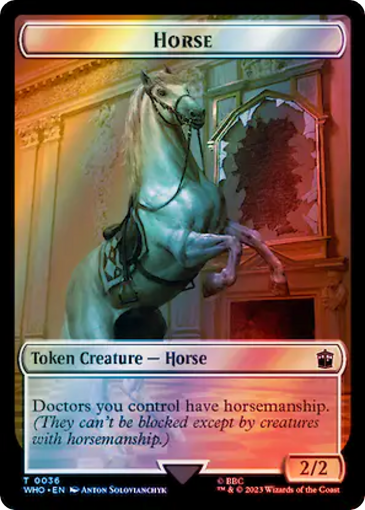 {T} Horse // Clue (0053) Double-Sided Token (Surge Foil) [Doctor Who Tokens][TWHO 36//53]